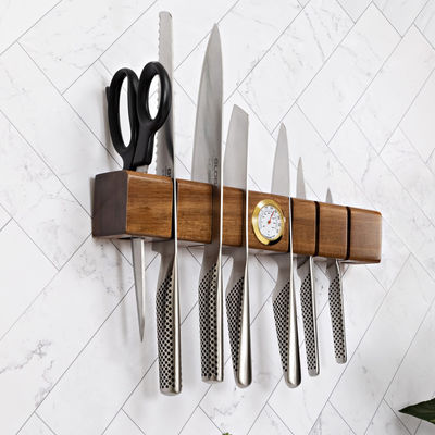 Cuchillo magnético de madera multifuncional con termómetro e higrómetro 325x55x50mm