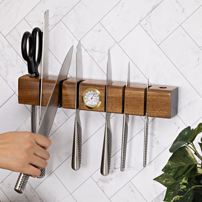 Cuchillo magnético de madera multifuncional con termómetro e higrómetro 325x55x50mm