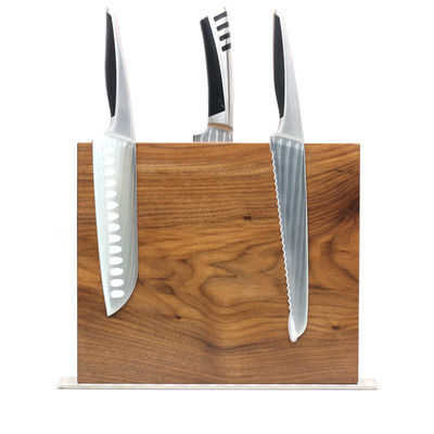260x240x32 mm Portacuchillos magnéticos de doble cara con madera de bambú permanente