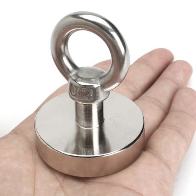 Magneto de neodimio de alta tolerancia POTN08-75 550 libras Fuerte con agujero de tornillo para la pesca