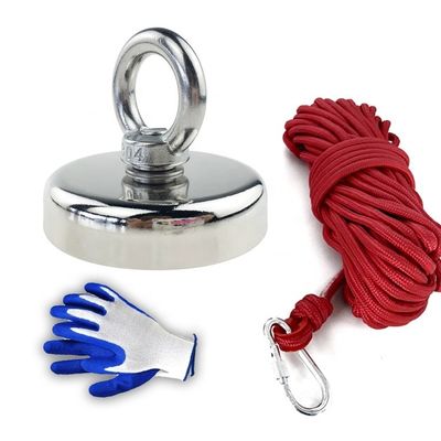 Grado NdFeb Dia 75mm 230KG Fuerza de tracción Magneto de pesca de neodimio súper fuerte con mancha ocular