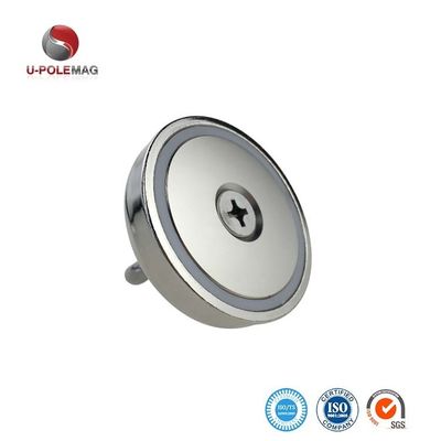 Grado NdFeb Dia 75mm 230KG Fuerza de tracción Magneto de pesca de neodimio súper fuerte con mancha ocular