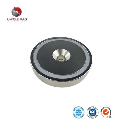 Grado NdFeb Dia 75mm 230KG Fuerza de tracción Magneto de pesca de neodimio súper fuerte con mancha ocular
