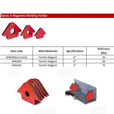 Soportador de soldadura magnética roja 190 mm de longitud para aplicaciones versátiles