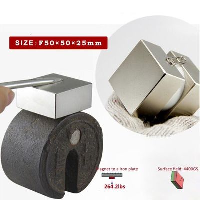 ISO9001 2000 N52 Imán de neodimio super fuerte NdFeB 50x50x25mm para el servicio de procesamiento