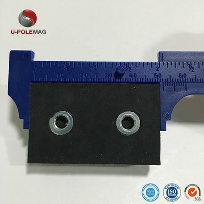 Magnetos rectangulares de neodimio recubiertos de caucho personalizados Magnetos de neodimio de grado con dos agujeros