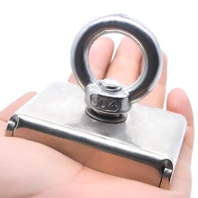 Magneto de olla rectangular cuadrado personalizado con tornillo de eyebolt M10 y fuerza de tracción de 330 libras