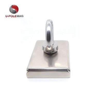 Magneto de olla rectangular cuadrado personalizado con tornillo de eyebolt M10 y fuerza de tracción de 330 libras