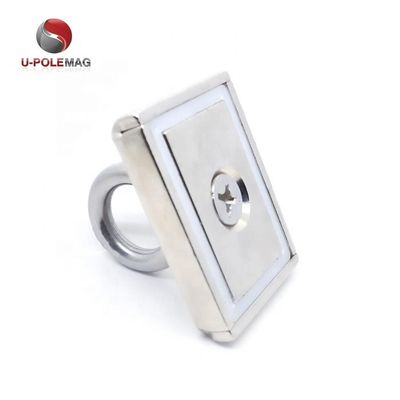Magneto de olla rectangular cuadrado personalizado con tornillo de eyebolt M10 y fuerza de tracción de 330 libras