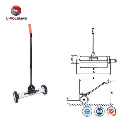 24 pulgadas de trabajo pesado Roofing industria Tipo de rueda Recoger herramientas clavos tornillos barredora de suelo magnética