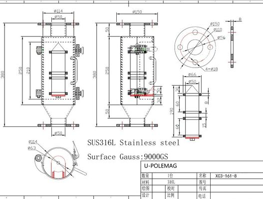 Separadores magnéticos certificados ISO14001 2004 para cajones magnéticos en acero inoxidable