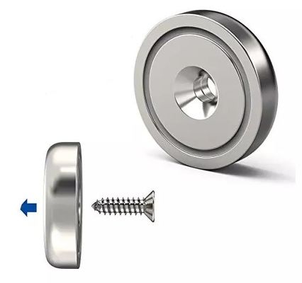 5.5mm de tamaño de tornillo Magneto industrial NeFeB personalizado Magneto de maceta con anillo de agujero contrafundido