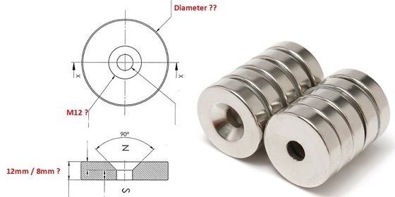 5.5mm de tamaño de tornillo Magneto industrial NeFeB personalizado Magneto de maceta con anillo de agujero contrafundido