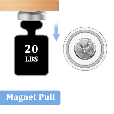 D20 MM 20lbs NdFeB Magneto de maceta con agujero contrafundido Altura total H 7.2 mm Agujero d1 4.5 mm