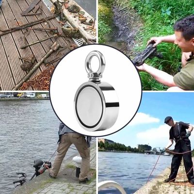 Poderoso imán de pesca N52 de doble cara con fuerza de tracción de 1000 libras y diámetro de 75 mm