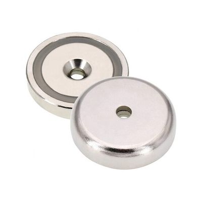 75 kg de fuerza de Neodimio NdFeB Magneto de olla superficial con agujero de montaje contra hundimiento D48x10.8mm