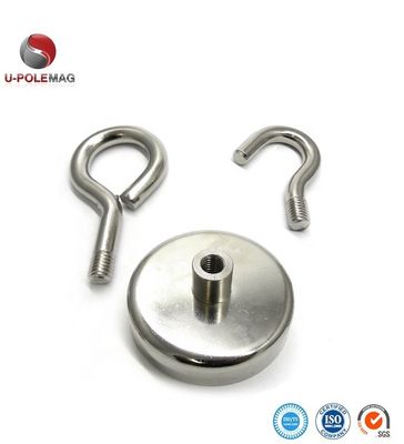 Material compuesto Magneto redondo NdFeB Neodimio Magneto de maceta D60mm con fuerza de 160 kg