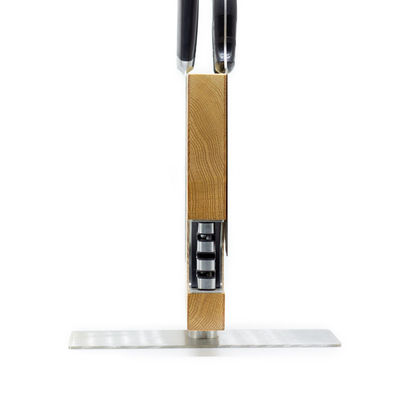 Conjunto de soporte de cuchillo magnético de roble con soporte magnético y afilador de cuchillo Diseño sostenible