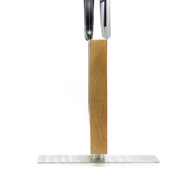 Conjunto de soporte de cuchillo magnético de roble con soporte magnético y afilador de cuchillo Diseño sostenible