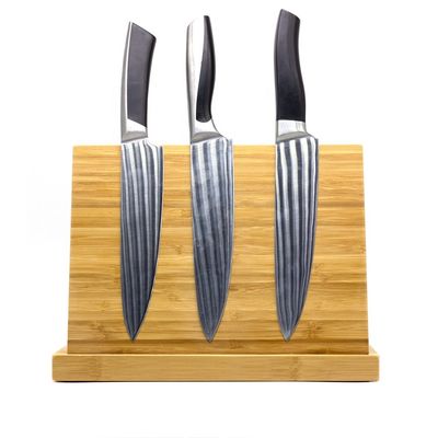 ISO9001 2000 Sistema de madera natural de bambú, soporte de cuchillo magnético de bloque de diseño personalizado