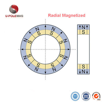 Imán de anillo grande magnetizado radial de neodimio recubierto de oro para aplicaciones industriales