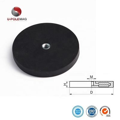 Magnetos industriales de goma con agujeros roscados M6 M8 y fuerza personalizable