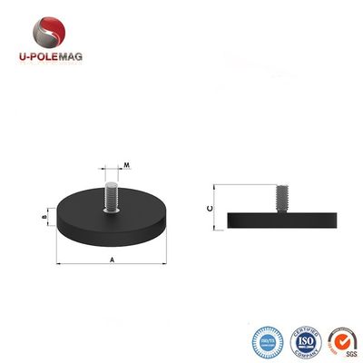 Magnetos industriales de goma con agujeros roscados M6 M8 y fuerza personalizable