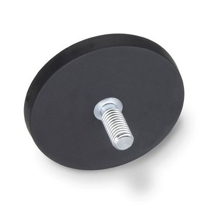 D88x8mm Base magnética recubierta de caucho redondo con hilo exterior 45kg fuerza de tracción Forma redonda