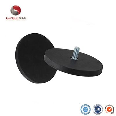 D88x8mm Base magnética recubierta de caucho redondo con hilo exterior 45kg fuerza de tracción Forma redonda