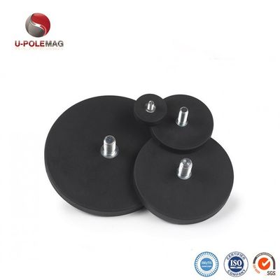 D88x8mm Base magnética recubierta de caucho redondo con hilo exterior 45kg fuerza de tracción Forma redonda