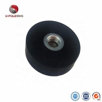 Magnético redondo de neodimio D22x6mm con M4 Grille de hilo femenino plano y superficie de caucho