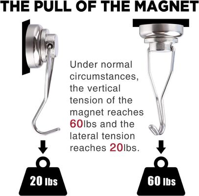 Magnetos de neodimio mejorados colgador de gancho magnético fuerte y duradero con recubrimiento de níquel