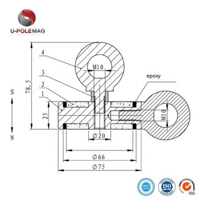 2.75&quot; Magneto de pesca de neodimio de tierras raras con 1000 libras de resistencia y cuerdas proporcionadas