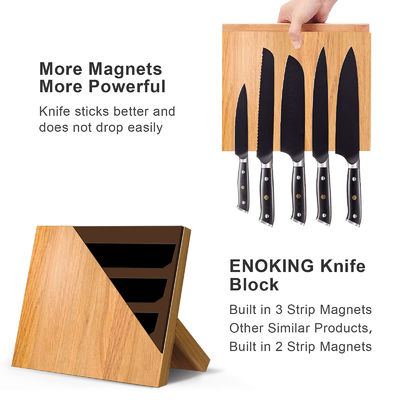 Diseño personalizado Bloque de cuchillo magnético de bambú natural soporte con imanes fuertes