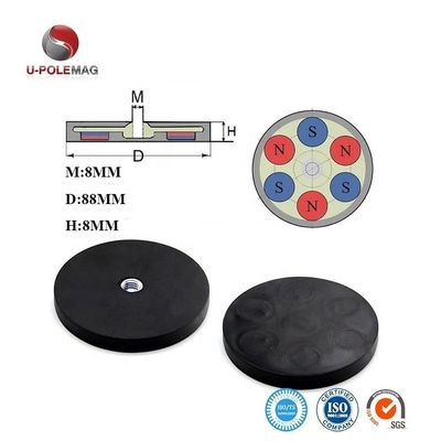 Magnetos para macetas con recubrimiento de caucho de tamaño M6 M8 para aplicaciones de trabajo pesado