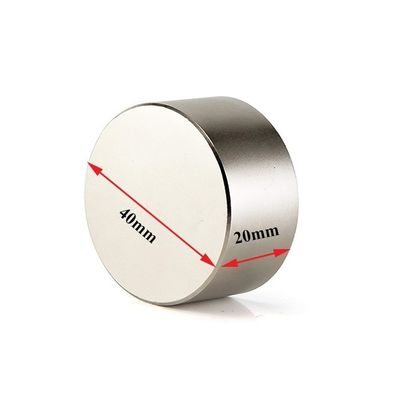 Imán de disco de neodimio de 40x20 mm con tolerancia de ±1 mm