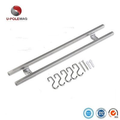 18 pulgadas tubos cuadrados de acero inoxidable banda de cuchillo magnético con 6 ganchos para utensilios de cocina organizador de herramientas