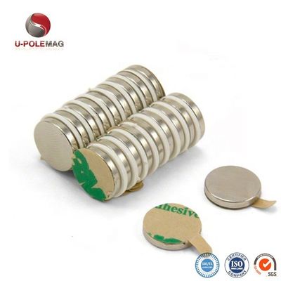Imán NdFeB con recubrimiento de NiCuNi personalizado N35 N42 N48 N52 Imán de disco de neodimio con adhesivo 3M