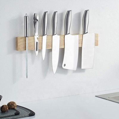 Eco-amigable 16 pulgadas de cuchillo magnético banda de caucho de madera de la cocina del magnetista para la pared