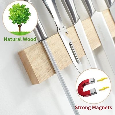 Eco-amigable 16 pulgadas de cuchillo magnético banda de caucho de madera de la cocina del magnetista para la pared