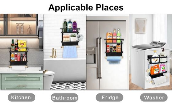 Tamaños personalizados Estante de especias de adsorción magnética para la lavadora de la cocina y el baño