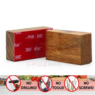 Sostenibilidad de la madera de cuchillo magnético soporte para la pared de neodimio fuerte de los imanes banda adhesiva