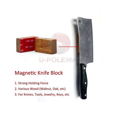 Sostenibilidad de la madera de cuchillo magnético soporte para la pared de neodimio fuerte de los imanes banda adhesiva