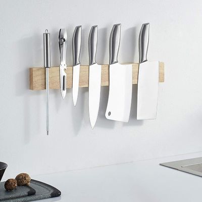 Cuchillo de cocina de madera de bambú, soporte magnético, puente fuerte, puente fuerte, organizador de exhibición