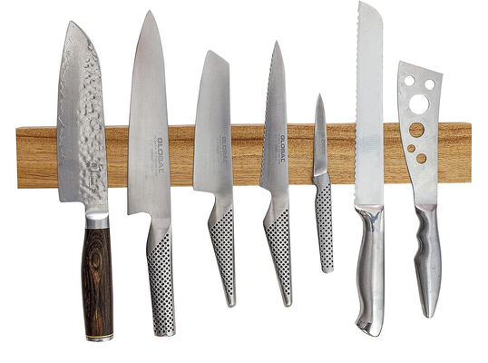 Personaliza tu cocina aceptando logotipo personalizado para bandas de cuchillo magnético de madera de acacia