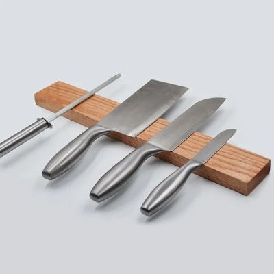 Cuchillo de madera de roble soporte magnético montaje de pared accesorio de cocina de ahorro de espacio 680-995g
