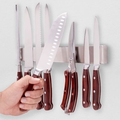 Home Cuchillo de cocina portador con logotipo personalizado aceptable de acero inoxidable magnético