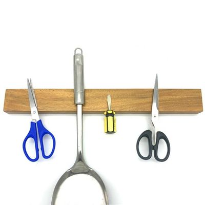 Estante de cuchillo magnético de madera de acacia para el almacenamiento de cuchillos de cocina con estilo y práctica