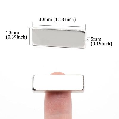 F30x10x5mm Imán industrial N52N35 Magnetos de barra rectangulares súper fuertes para el hogar