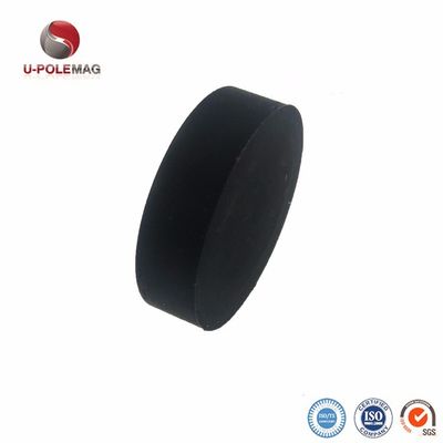 ISO9001 2000 Sistema N42 Imán de disco de caucho negro de neodimio para aplicaciones magnéticas